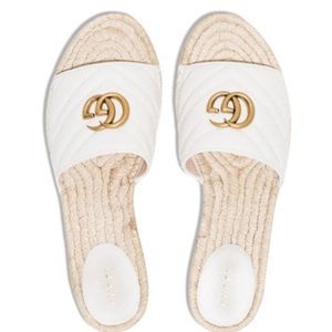 Gucci Pilar Flatform Espadrille Leather Sandals